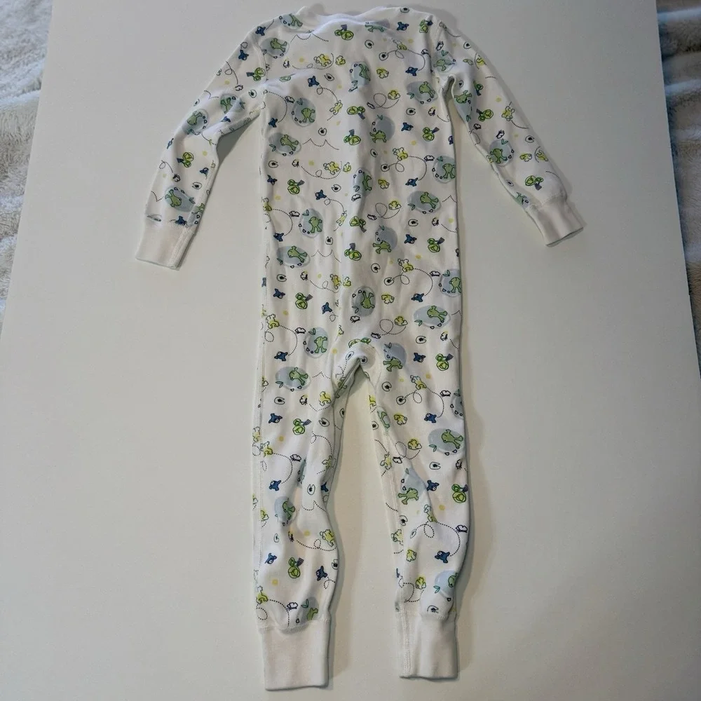 Hanna Andersson Toddler Long Sleeve Sleeper Zip Up Organic Cotton Frogs 90cm/ 3T